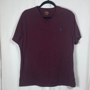Polo by Ralph Lauren Men's Maroon V-Neck Tee